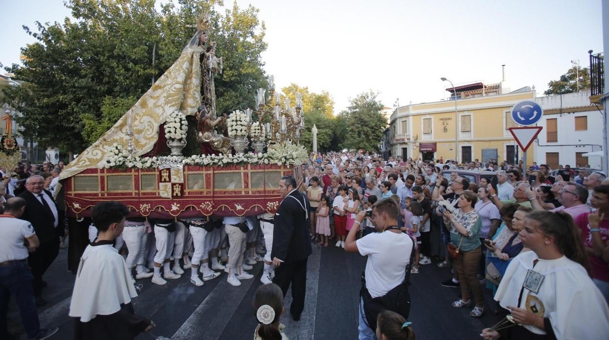 La Virgen del Carmen de Puerta Nueva, durante la procesión del 16 de julio de 2019