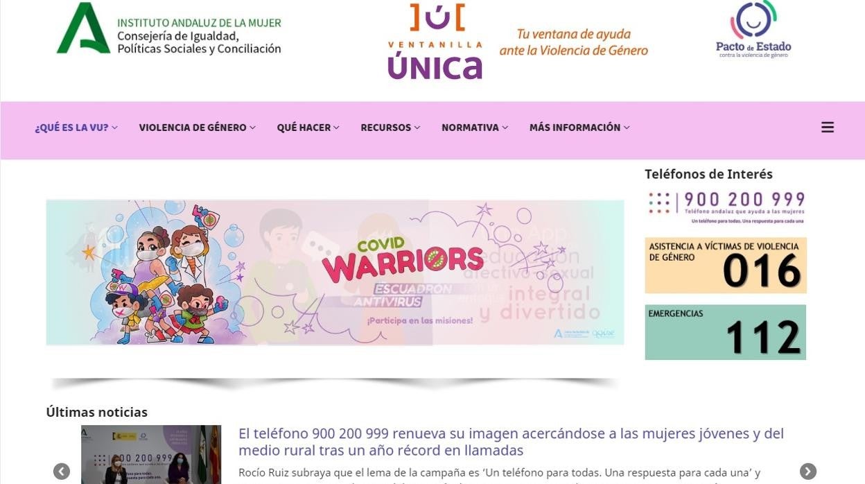 Captura de pantalla de la web de la ventanilla única