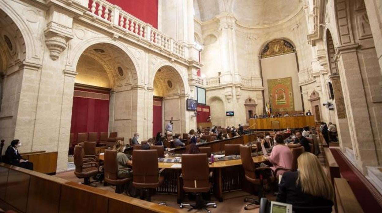 Imagen del salon de plenos del Parlamento andaluz durante la votación