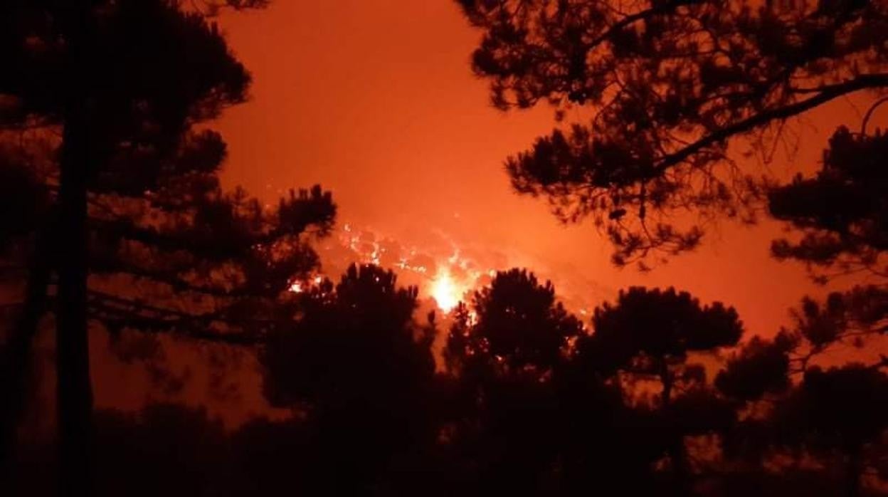 El monte ardiendo en Jubrique