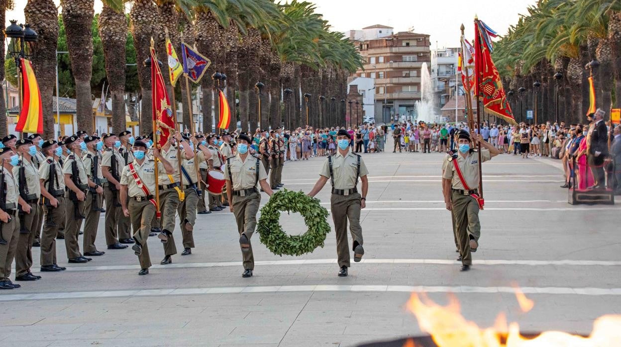 Soldados durante el acto conmemorativo de la batalla de Bailén