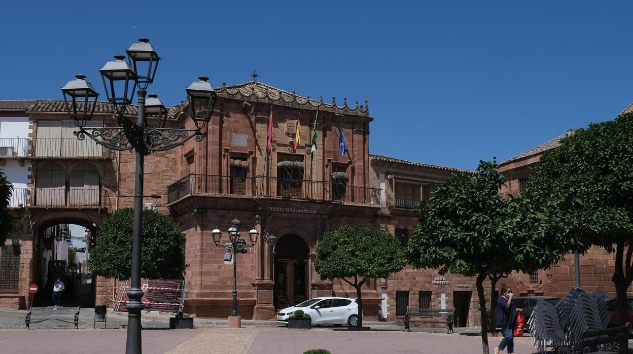 Plaza de la Constitución de Montoro, en que se ha levantado el toque de queda