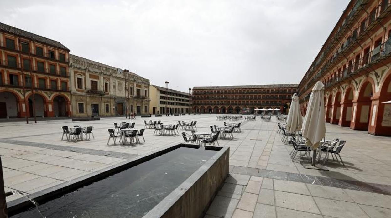 La plaza de la Corredera, vacía el pasado 15 de agosto