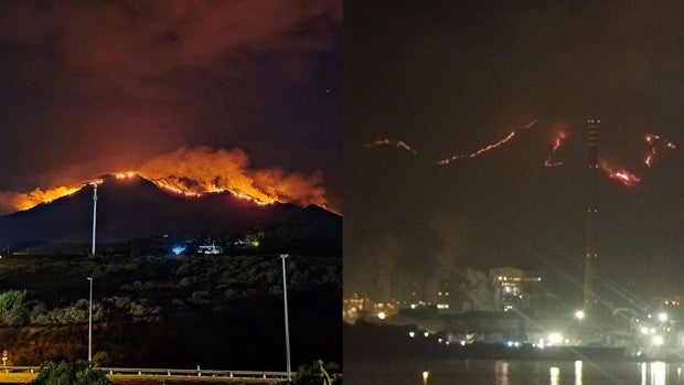 El incendio de Sierra Bermeja visto desde Algeciras