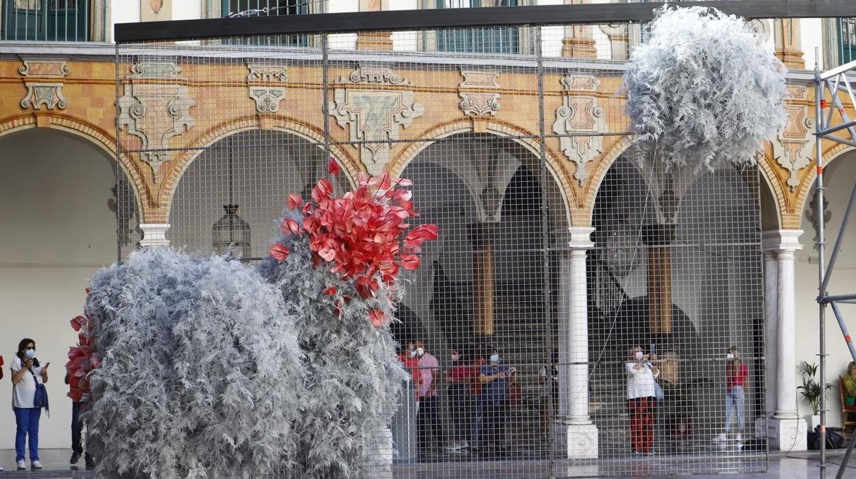 Imagen de la instalación floral de Tableau en la Diputación, ganadora del Festival de Flora que acaba de arrancar