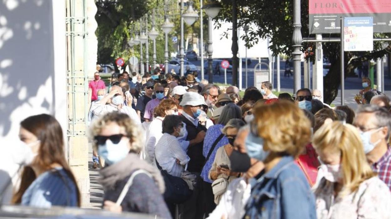 Turistas en una instalación de Flora el fin de semana pasado