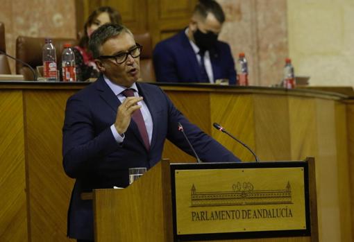 Manuel Gavira durante su intervención en el Parlamento andaluz