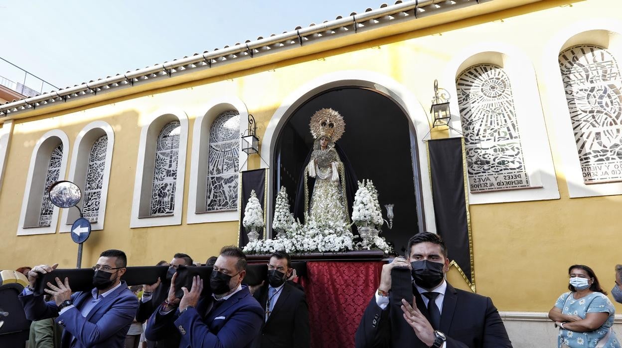 María Santísima en su Soledad, en su primera salida desde Guadalupe, en el rosario de septiembre de 2021