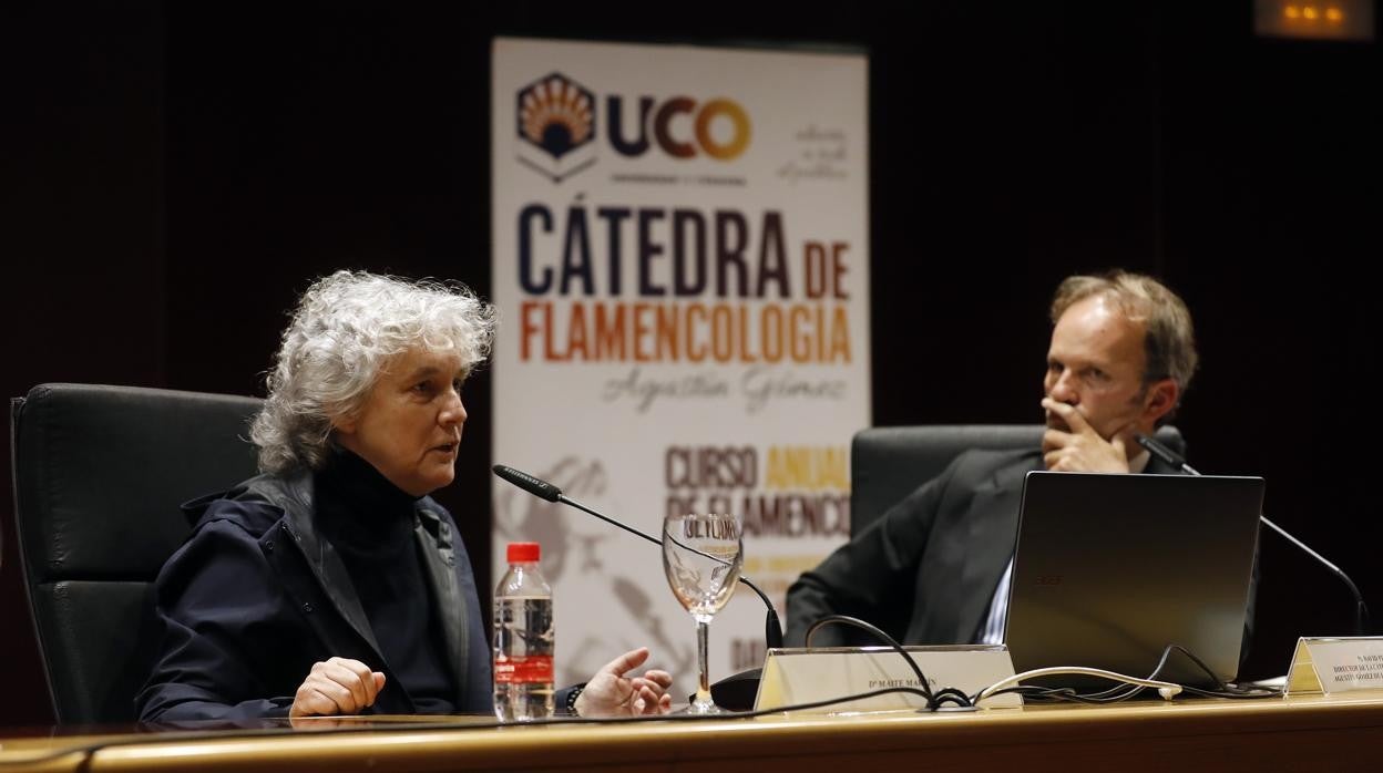 Mayte Martín y David Pino, durante el acto de inauguración