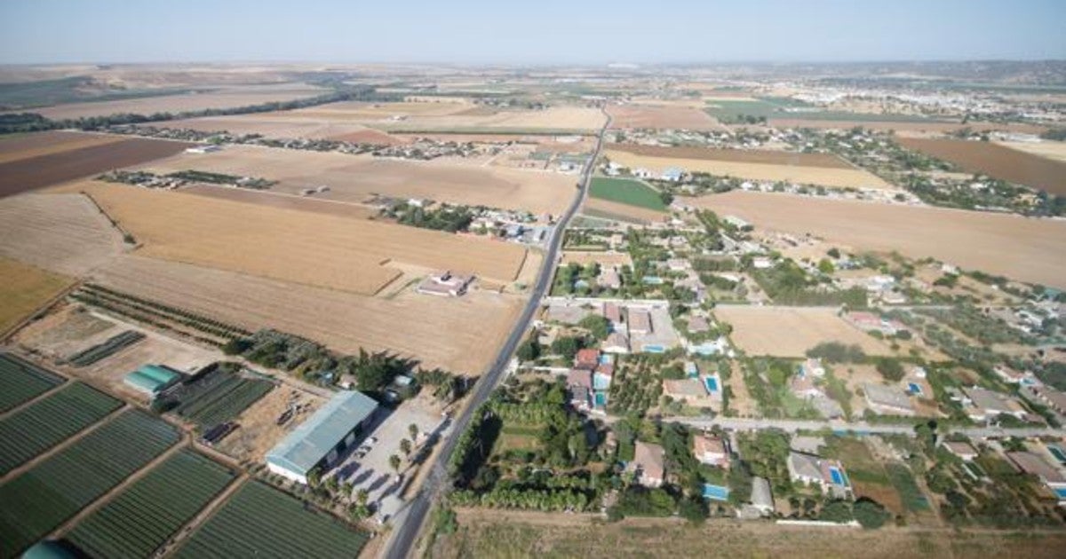 Panorámica aérea de parcelaciones situadas en la zona de la Vega de Córdoba capital