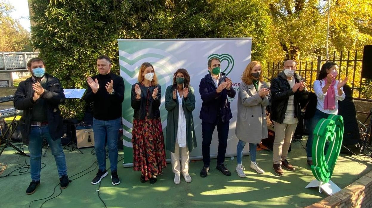 Dirigentes de Unidas Podemos durante el acto en Córdoba de este sábado