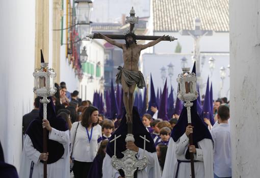 El Cristo de la conversión que realizó Antonio Bernal, en el cortejo de la cofradía de la Sangre