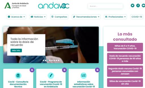 Captura de pantalla de la página web Andavac