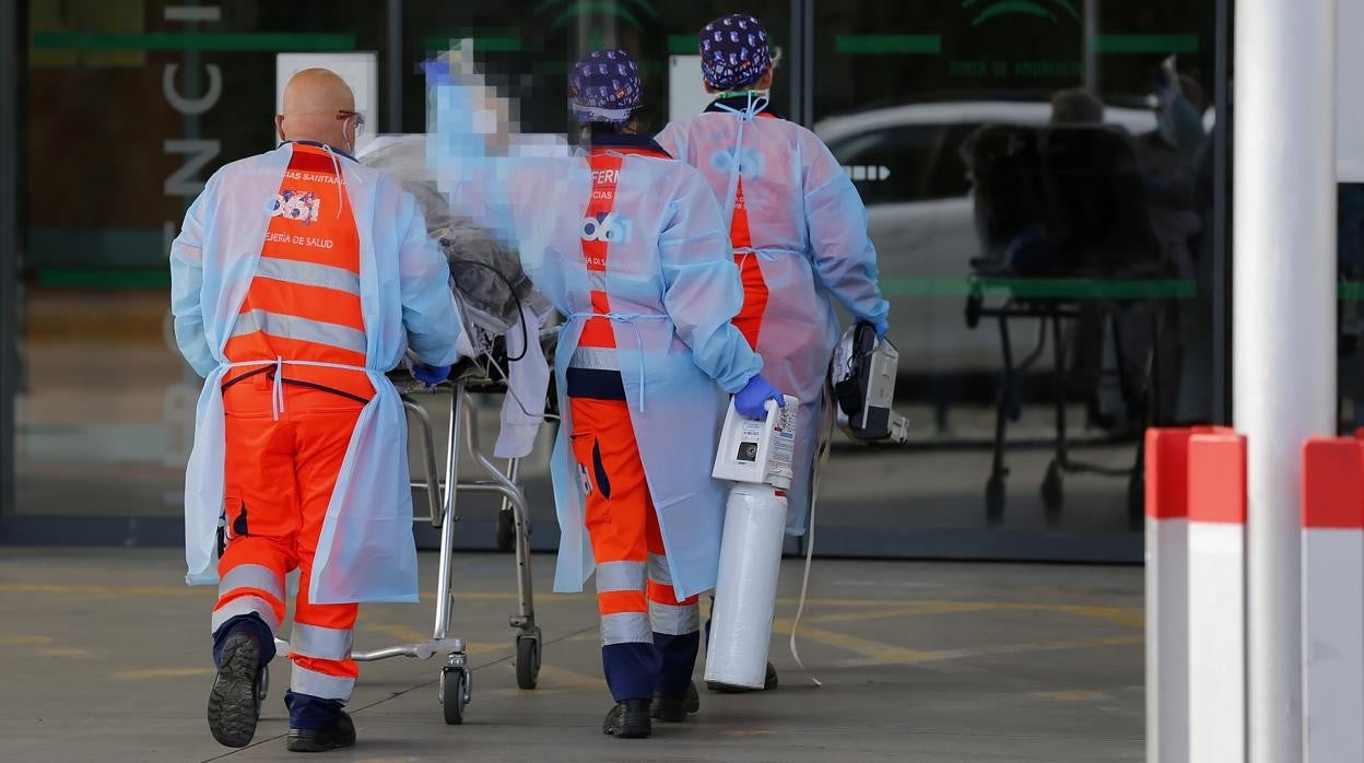 Profesionales sanitarios realizando un ingreso en las Urgencias del Reina Sofía