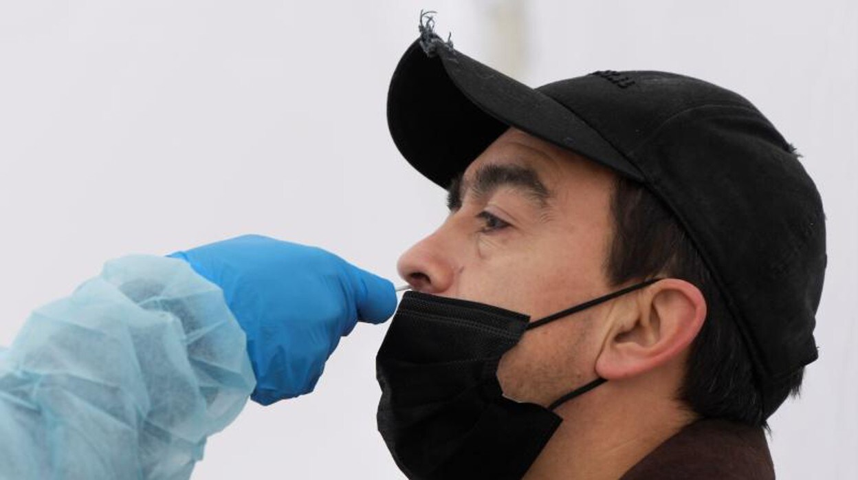 Un sanitario realiza un test de coronavirus