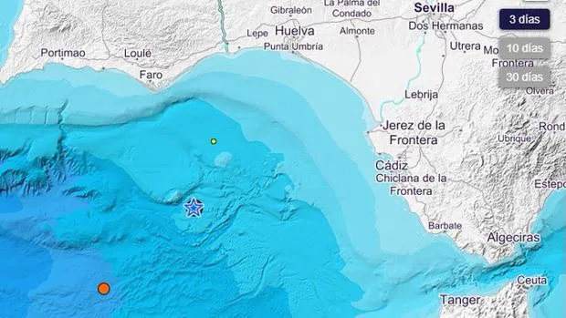 Registrado un terremoto de magnitud 4.4 en el Golfo de Cádiz