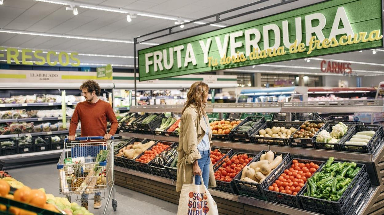 Sección de fruta y verdura de Aldi