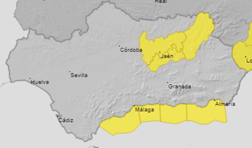 Los avisos afectan a Málaga, Granada, Almería y Jaén