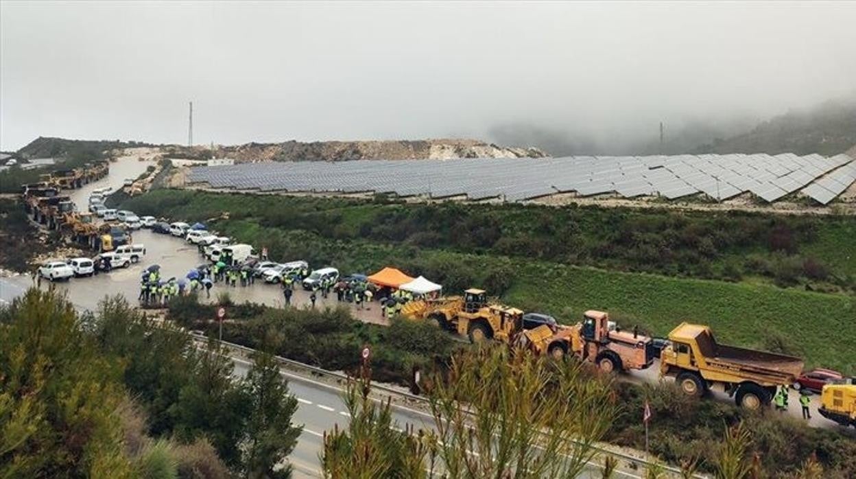 Protesta de empresarios del mármol en la comarca de Macael en marzo