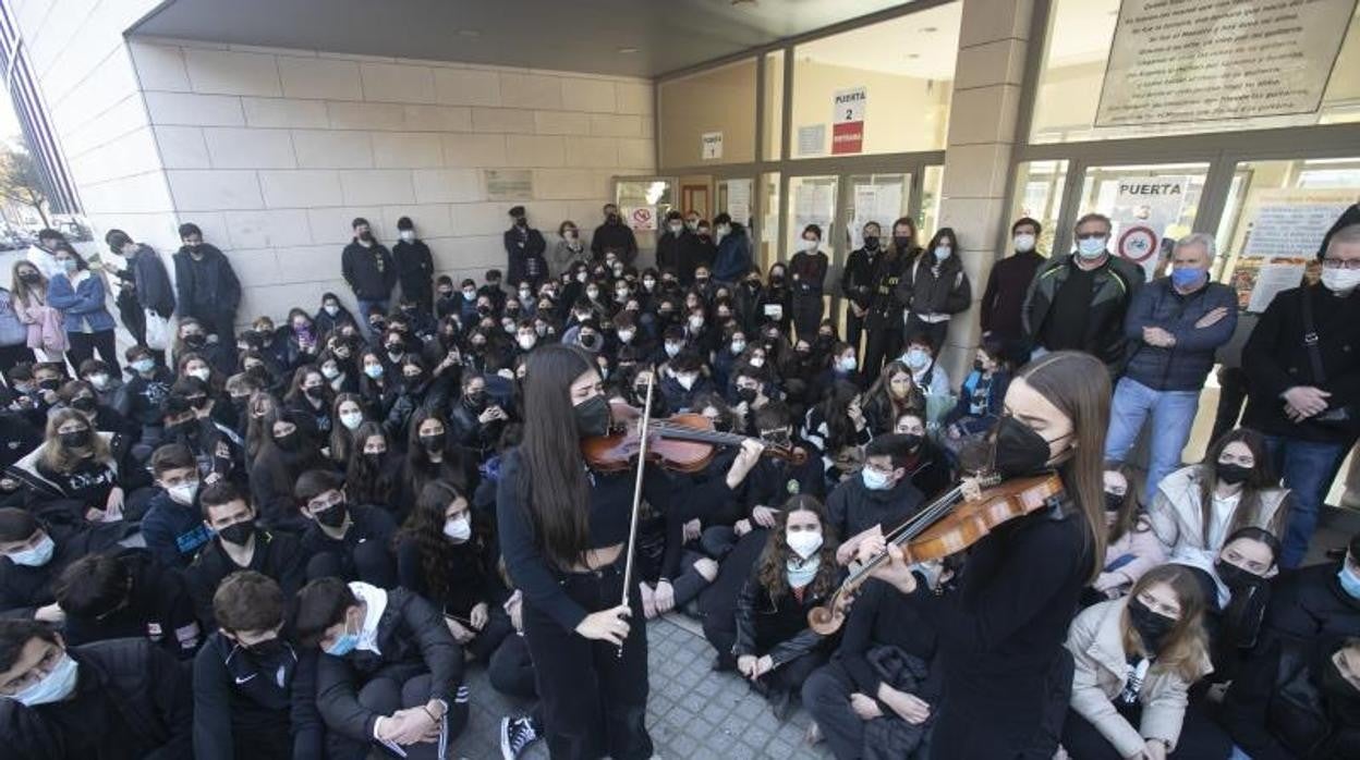 Protesta de los estudiantes de los conservatorios de música y danza el pasado mes de febrero