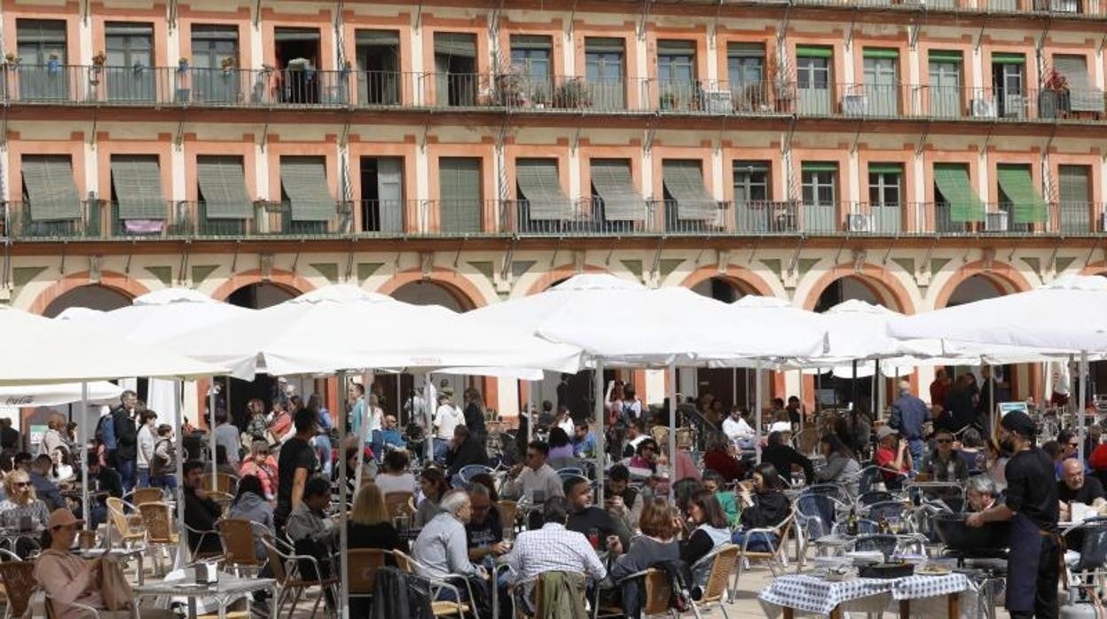 Terrazas en la Corredera el pasado mes de marzo