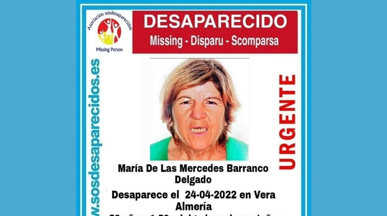 Cartel sobre la desaparición de María de las Mercedes que se ha difundido.
