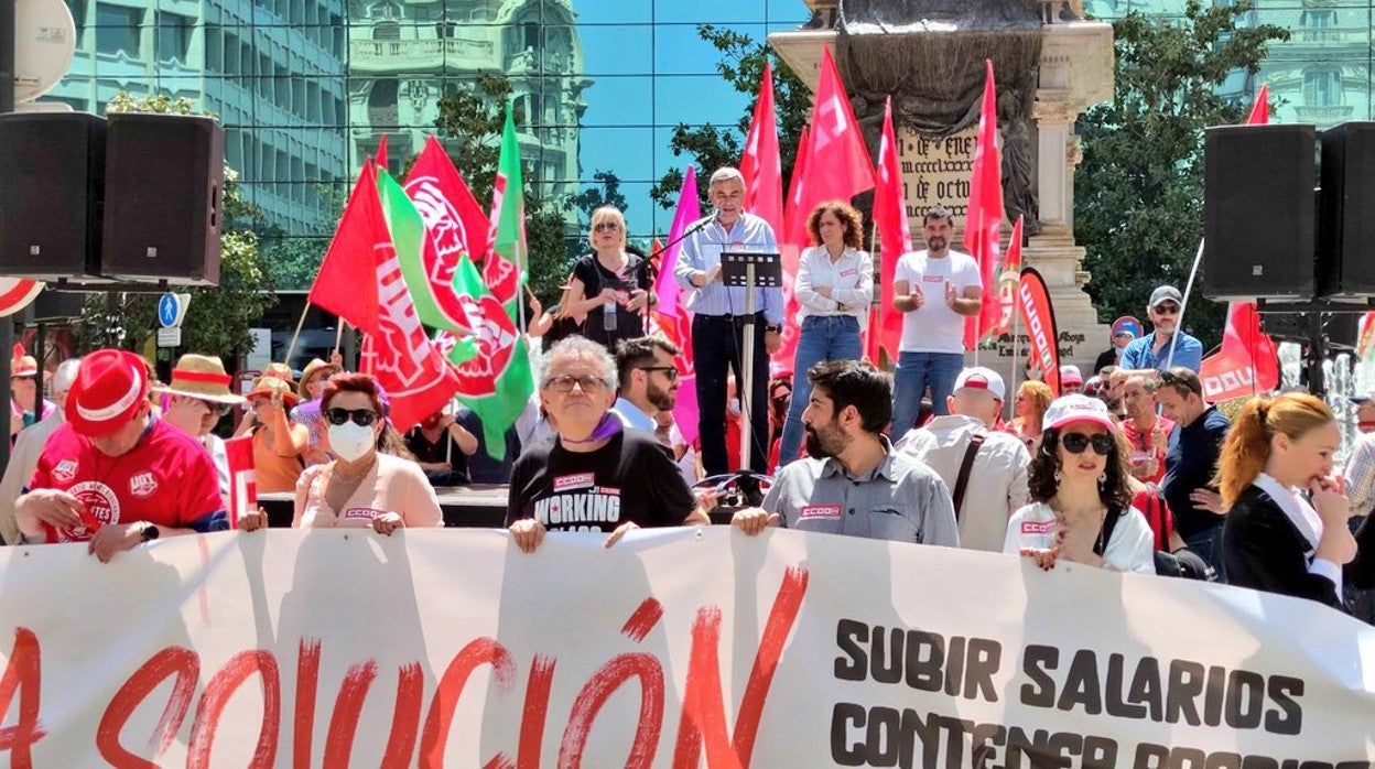 Manifestantes este domingo Primero de mayo