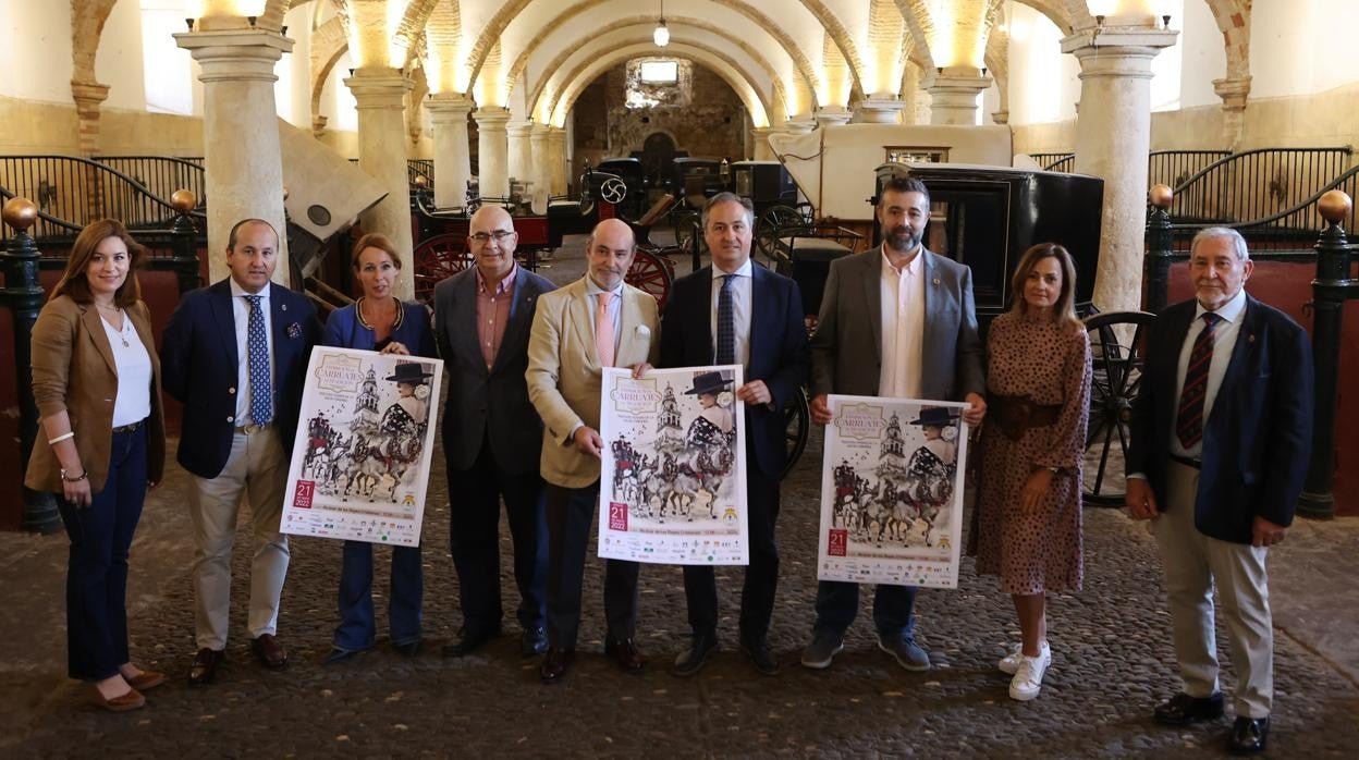 Autoridades y organizadores de la cita, este martes en Caballerizas Reales de Córdoba