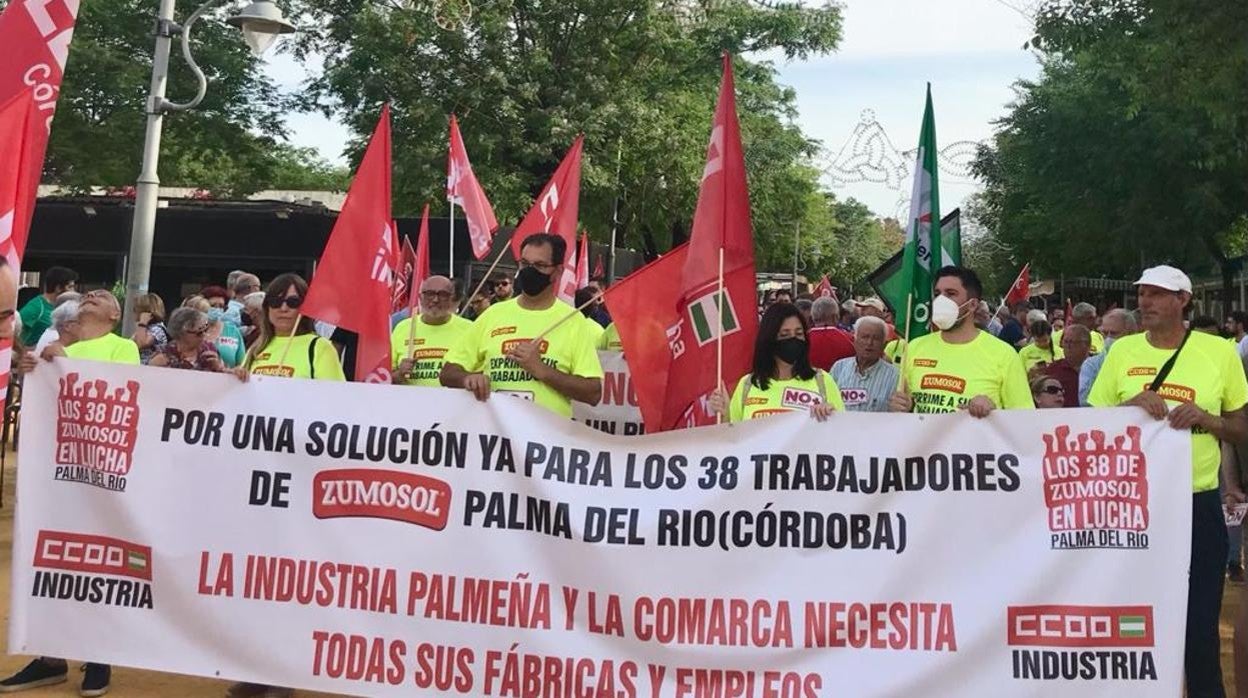 Manifestación de los trabajadores de Zumosol en Palma del Río