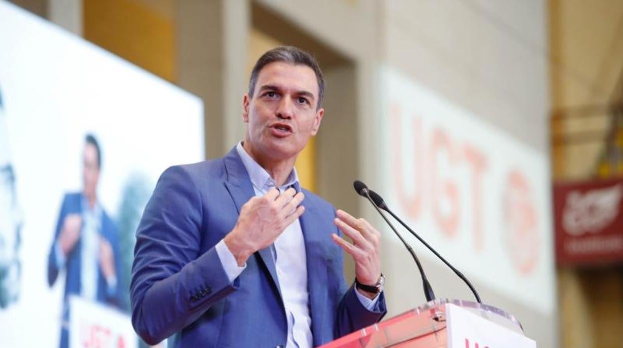 Pedro Sánchez, en un acto de UGT en Córdoba el pasado mes de abil