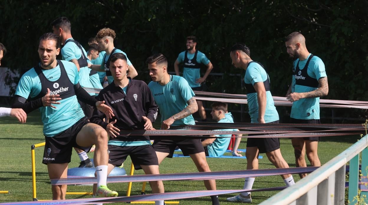 Los jugadores del Córdoba CF durante una sesión de entrenamiento