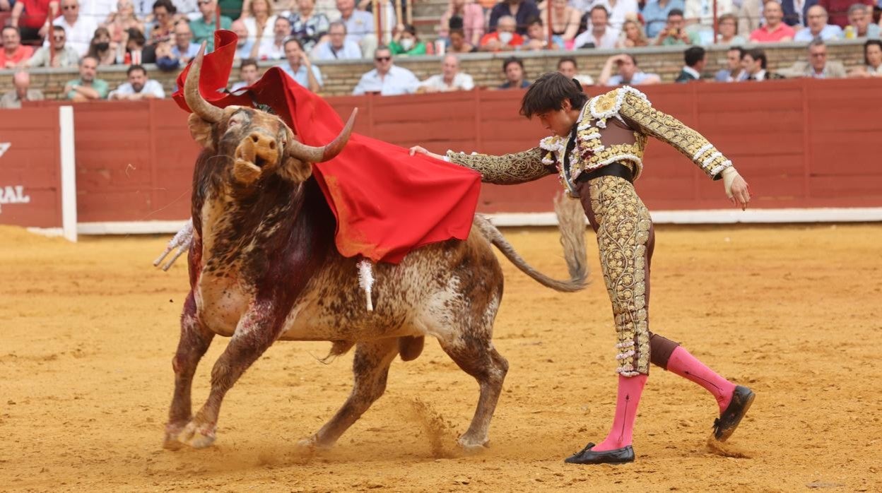 Andrés Roca Rey, con el primero de sus dos toros, que destacó por su peligro