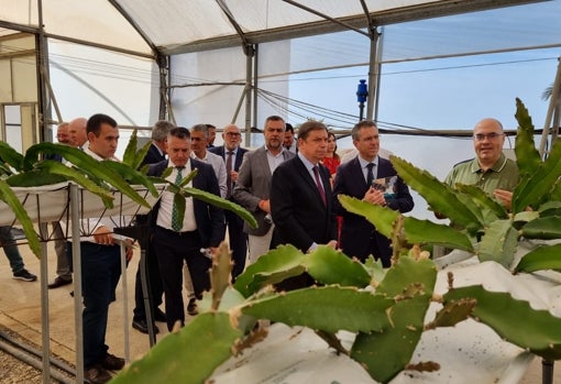 El presidente de Cajamar, Eduardo Baamonde, estuvo junto a Luis Planas en la visita.