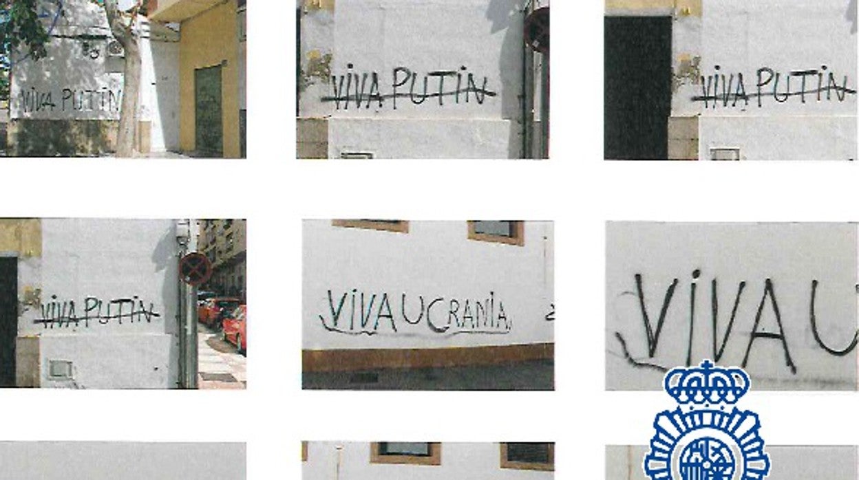 Pintadas realizadas en distintos edificios de Málaga