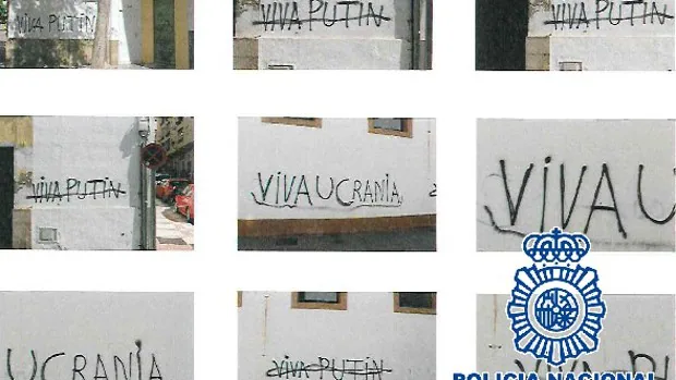 Detenido un grafitero de 70 años que hacía pintadas en Málaga a favor de la invasión rusa en Ucrania