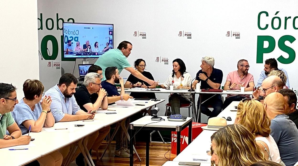 Reunión de la comisión ejecutiva provincial del PSOE el pasado lunes para analizar el 19J