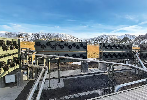 La planta DAC de Climeworks en Islandia consiste en ocho bloques colectores con una capacidad anual de captura de 500 toneladas cada uno.