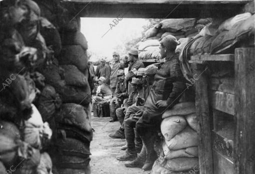 Una trinchera de primera línea en el frente italiano