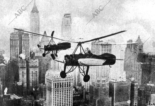El autogiro de Juan de La Cierva sobrevolando Nueva York