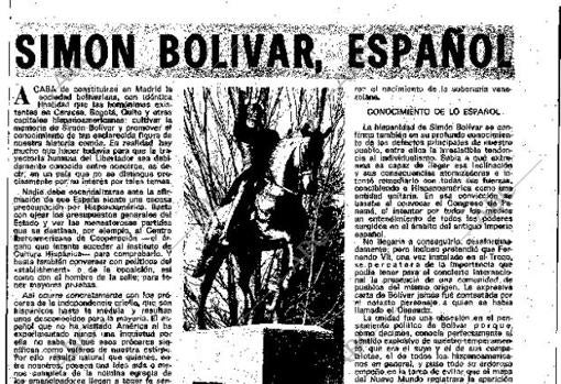 Reportaje sobre Simón Bolívar, publicado en 1978