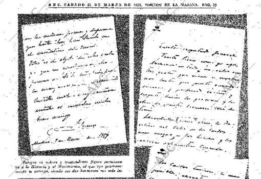 Las cartas manuscritas de Franco y la familia Primo de Rivera, publicadas en 1959