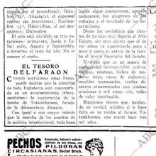Primera información en ABC sobre el descubrimiento de la tumba de Tutankamón