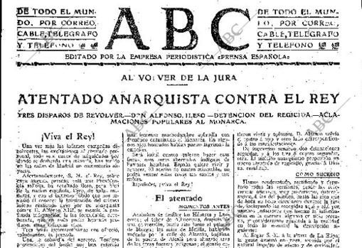 Crónica principal del atentado contra Alfonso XIII, en 1913