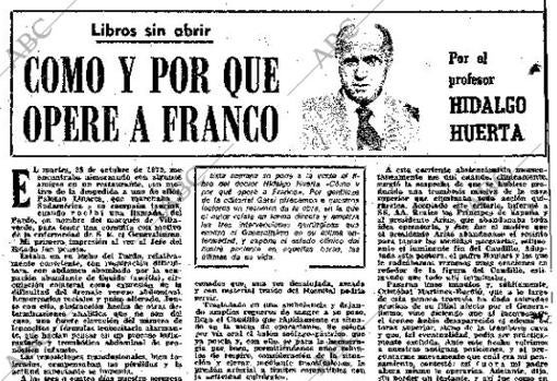 Relato de Hidalgo Huerta sobre su operación a Franco