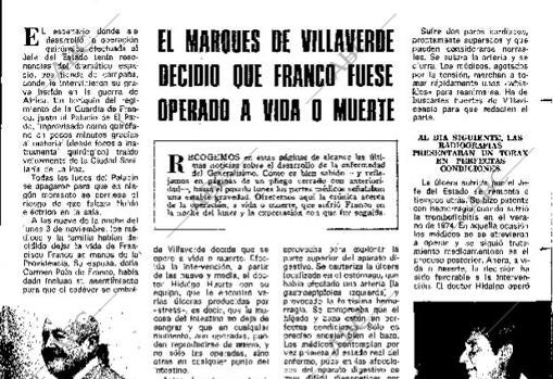 Noticia publicada por &#039;Blanco y Negro&#039; dos semanas antes de la muerte de Franco