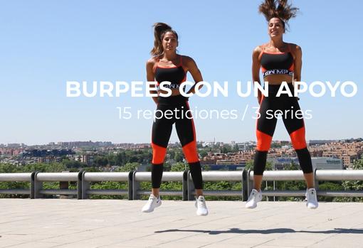 Salto durante el burpees con un apoyo