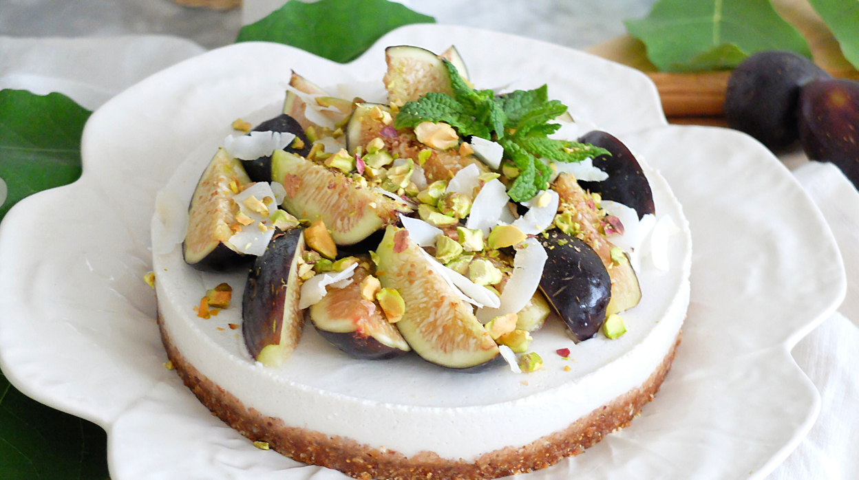 Resultado de la tarta de higos, coco y pistacho