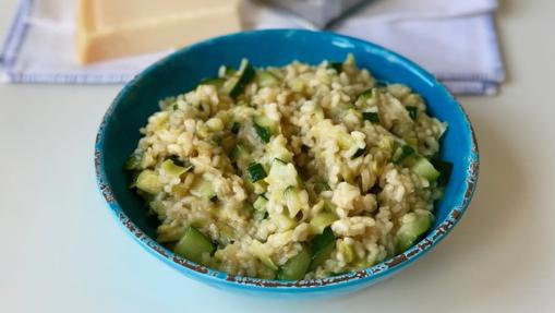 Arroz de calabacín y puerros