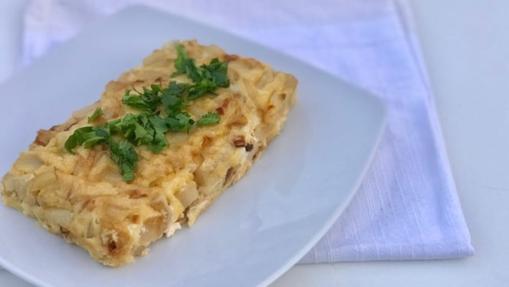 Pastel de puerro, pera y queso de cabra