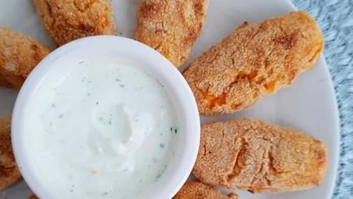 Croquetas de boniato con atún al horno.